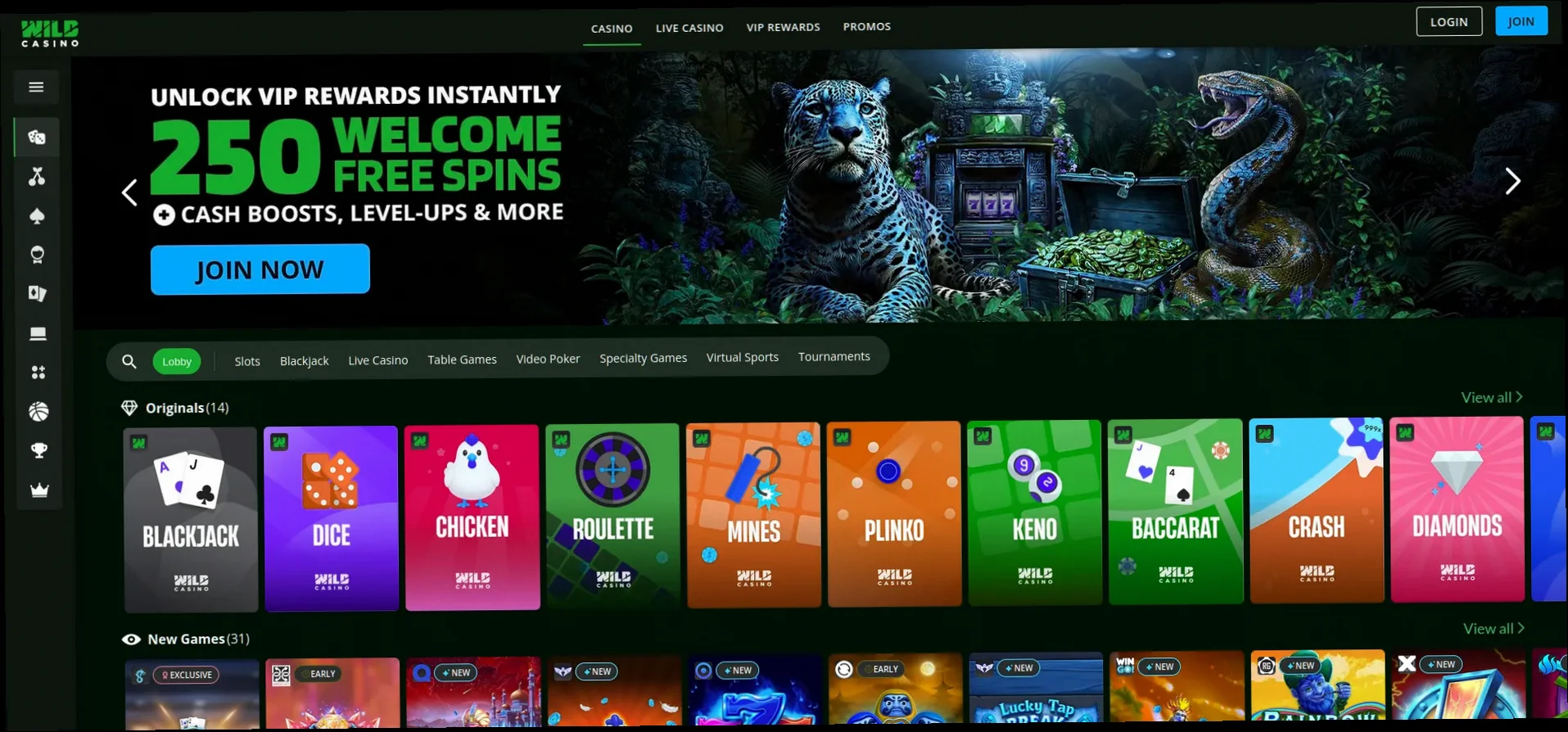 Wild Casino bonus 250% fino a $1.000